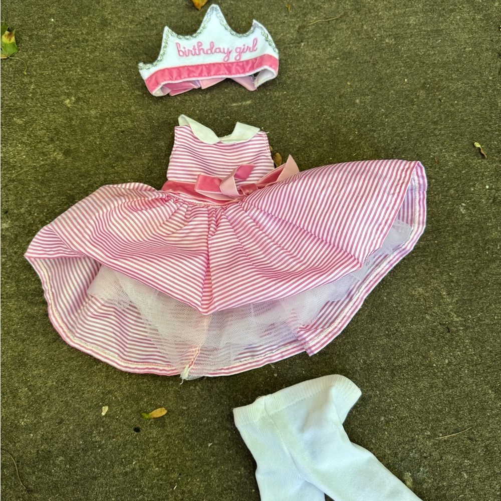 Pottery Barn Pink and White Doll Birthday Dress Set